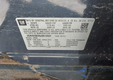 2018 Chevrolet Equinox Lt из США, поврежденный, VIN 3GNAXSEV9JS512597